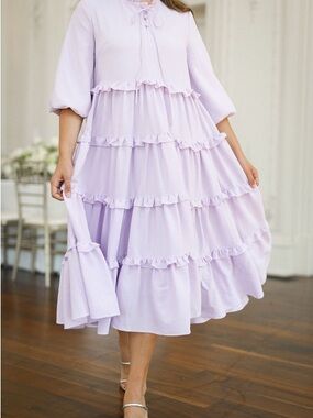 Lilac Ruffle Tiered ladies Dress - Charming Party Dress